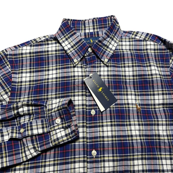 Polo Ralph Lauren Mens Classic Fit Plaid Oxford Shirt Blue Red White Multi M NEW